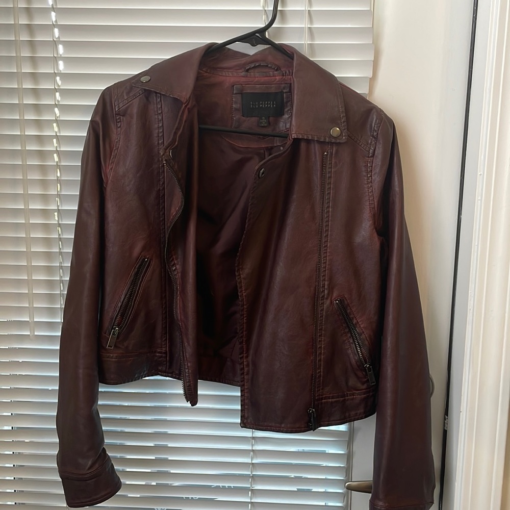 Brick red leather jacket